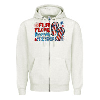 Oatmeal Heather flip flops fireworks & freedom Zipper Hoodie - BarkalooDesign