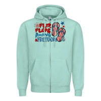 Seafoam flip flops fireworks & freedom Zipper Hoodie - BarkalooDesign