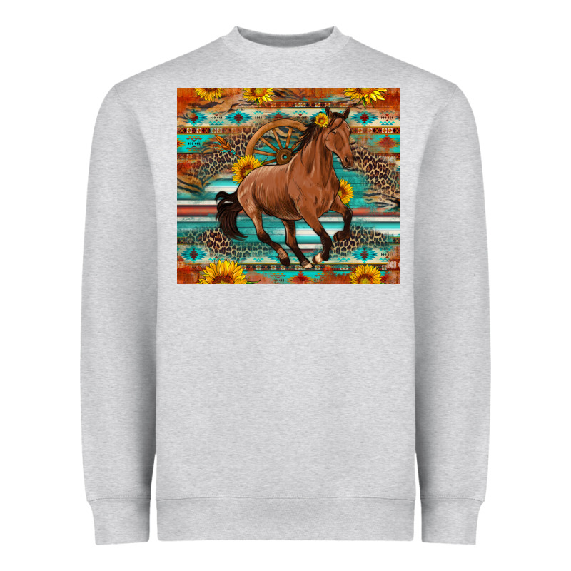 Galloping Horse Aztec Sunflower Heavyweight Sweatshirt by Artiststas | Teevron