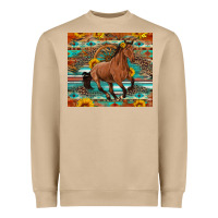 Mushroom galloping horse aztec sunflower Heavyweight Sweatshirt - Artiststas