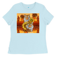 Baby Blue tigers with scratches Ladies Tee - TumblerDesignByShophia