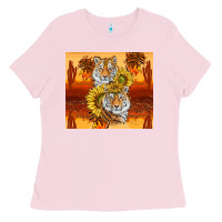 Bubblegum Pink tigers with scratches Ladies Tee - TumblerDesignByShophia