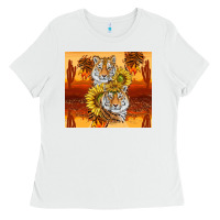 White tigers with scratches Ladies Tee - TumblerDesignByShophia