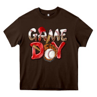 Chocolate Brown Game day Baseball Heavy Core Tee - NancyCooperArtShop