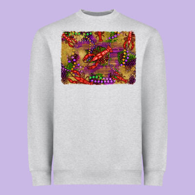 Mardi Gras Crawfısh Leopard Wood And Glitter Background Heavyweight Sweatshirt Designed By Artiststas