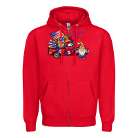 Red american gnomies truck Zipper Hoodie - BarkalooDesign