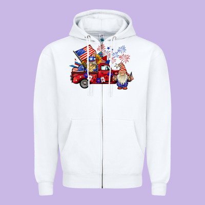 American Gnomies Truck Zipper Hoodie Designed By Barkaloodesign