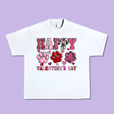Happy Valentine's Day Paws Urban Heavy Tee Designed By Oliviacreatesart