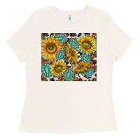 Bone turquoise sunflowers with gemstones Ladies Tee - TumblerDesignByShophia