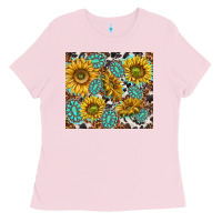 Bubblegum Pink turquoise sunflowers with gemstones Ladies Tee - TumblerDesignByShophia