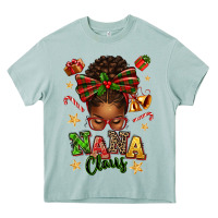 Arona Nana Claus Afro Messy Bun Heavy Core Tee - texasbilliewilder