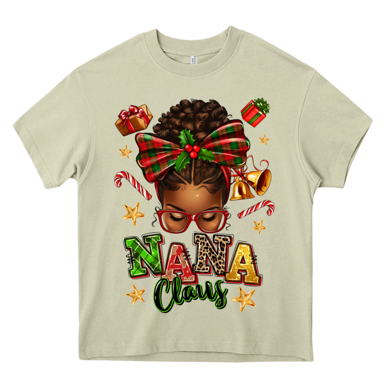 Nana Claus Afro Messy Bun Heavy Core Tee by texasbilliewilder | Teevron