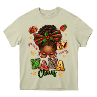 Mossy Nana Claus Afro Messy Bun Heavy Core Tee - texasbilliewilder