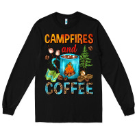 Black Campfires And Coffee Camping Coffee Long Sleeve Tee - FaDigitalArtStudio