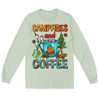 Matcha Campfires And Coffee Camping Coffee Long Sleeve Tee - FaDigitalArtStudio