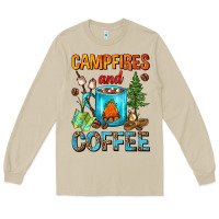 Mushroom Campfires And Coffee Camping Coffee Long Sleeve Tee - FaDigitalArtStudio
