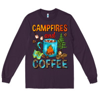 Plum Campfires And Coffee Camping Coffee Long Sleeve Tee - FaDigitalArtStudio