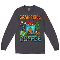Smoke Campfires And Coffee Camping Coffee Long Sleeve Tee - FaDigitalArtStudio