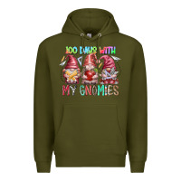 Army Green 100 days with my gnomies Premium Hoodie - RacoonDesign