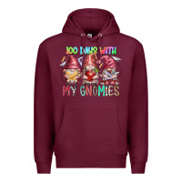 Burgundy 100 days with my gnomies Premium Hoodie - RacoonDesign