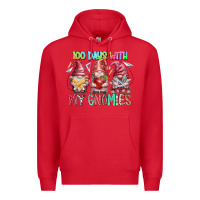 Red 100 days with my gnomies Premium Hoodie - RacoonDesign