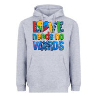 Love Needs No Words Autism Heavyweight Hoodie | Teevron
