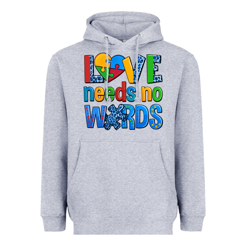 Love Needs No Words Autism Heavyweight Hoodie by AdoDesignShop | Teevron