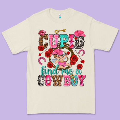 Cupid Find Me A Cowboy Valentine's Day Premium Tee Designed By Howdyjamesfarm