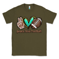 Army Green Peace love football Classic Tee - HowdyJamesFarm