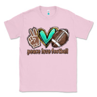 Bubblegum Pink Peace love football Classic Tee - HowdyJamesFarm
