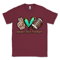 Burgundy Peace love football Classic Tee - HowdyJamesFarm