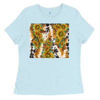 Baby Blue sunflowers with patterns Ladies Tee - TumblerDesignByShophia