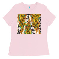 Bubblegum Pink sunflowers with patterns Ladies Tee - TumblerDesignByShophia