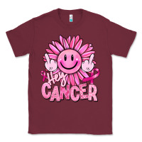 Burgundy hey cancer smiley face breast cancer Classic Tee - RanaPortraitStore