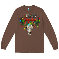 Chestnut merry christmas bull skull Long Sleeve Tee - RanaPortraitStore