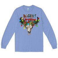 Colony Blue merry christmas bull skull Long Sleeve Tee - RanaPortraitStore