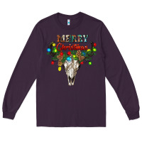 Plum merry christmas bull skull Long Sleeve Tee - RanaPortraitStore