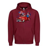 Burgundy american truck 4th of july Zipper Hoodie - BarkalooDesign