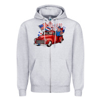 Heather Grey american truck 4th of july Zipper Hoodie - BarkalooDesign