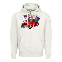 Oatmeal Heather american truck 4th of july Zipper Hoodie - BarkalooDesign
