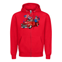 Red american truck 4th of july Zipper Hoodie - BarkalooDesign