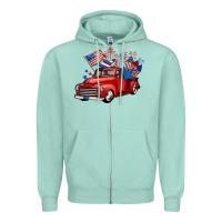 Seafoam american truck 4th of july Zipper Hoodie - BarkalooDesign