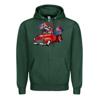 Sports Green american truck 4th of july Zipper Hoodie - BarkalooDesign
