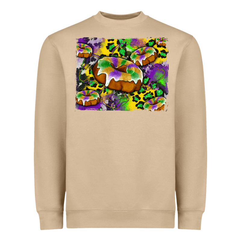 Mardi Gras Cake Glitterleopard And Cowhide Background Heavyweight Sweatshirt by Artiststas | Teevron