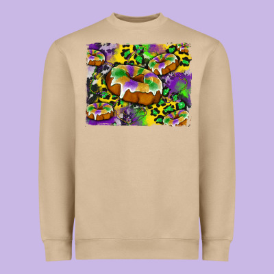 Mardi Gras Cake Glitterleopard And Cowhide Background Heavyweight Sweatshirt Designed By Artiststas