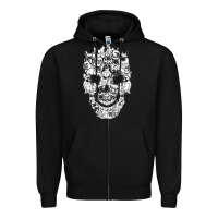 Black Matching Family French Bulldog Dog Skull Costume Halloween Zipper Hoodie - maiPhamDesign