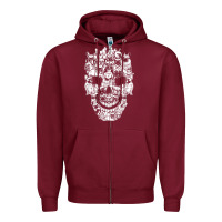 Burgundy Matching Family French Bulldog Dog Skull Costume Halloween Zipper Hoodie - maiPhamDesign