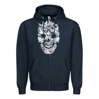 Navy Matching Family French Bulldog Dog Skull Costume Halloween Zipper Hoodie - maiPhamDesign