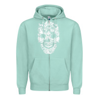 Seafoam Matching Family French Bulldog Dog Skull Costume Halloween Zipper Hoodie - maiPhamDesign