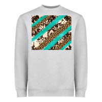 Heather Grey turquoise glitter leopard and cowhide Heavyweight Sweatshirt - Artiststas